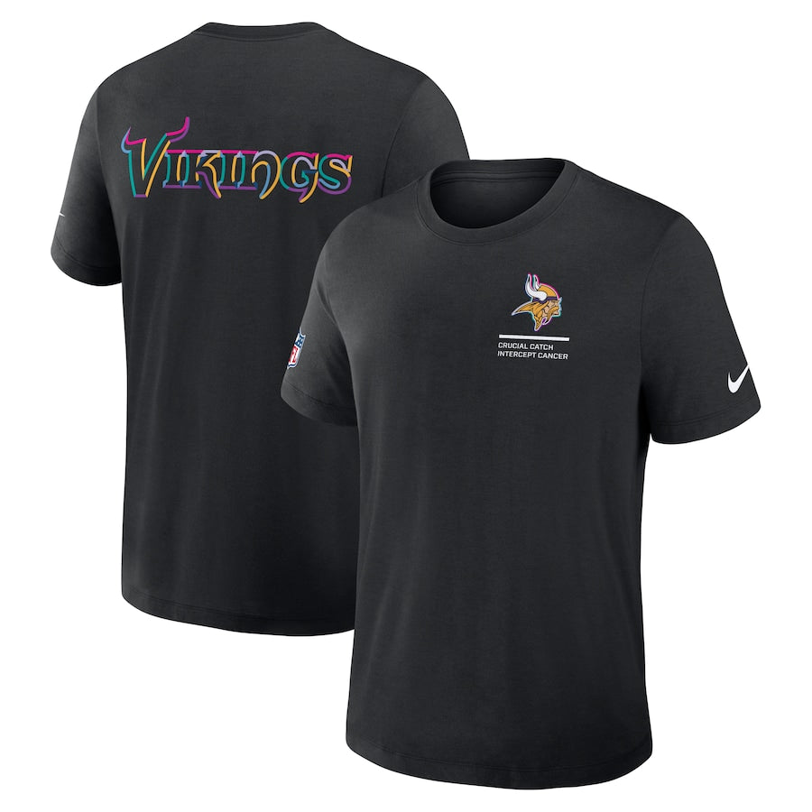 Minnesota Vikings Nike Black 2025 NFL Crucial Catch Tri-Blend Dri-FIT T-Shirt Trendy Layer
