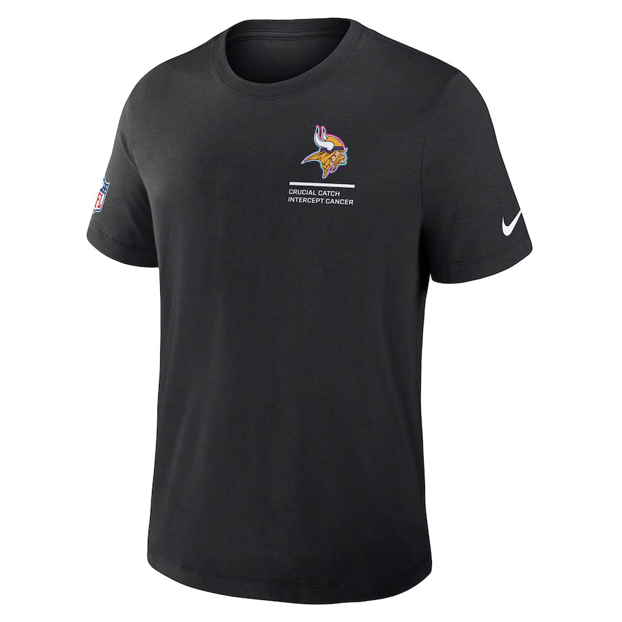 Minnesota Vikings Nike Black 2025 NFL Crucial Catch Tri-Blend Dri-FIT T-Shirt Trendy Layer