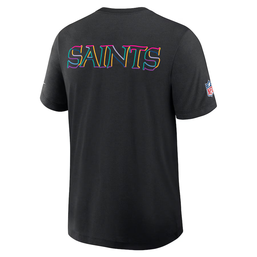New Orleans Saints Nike Black 2025 NFL Crucial Catch Tri-Blend Dri-FIT T-Shirt Trendy Layer