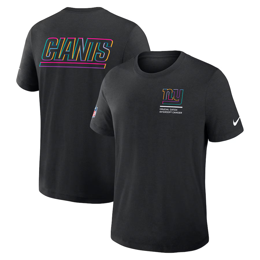 New York Giants Nike Black 2025 NFL Crucial Catch Tri-Blend Dri-FIT T-Shirt Trendy Layer