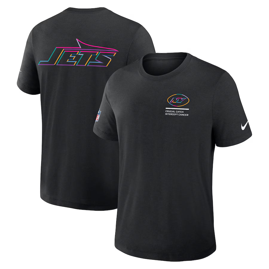 New York Jets Nike Black 2025 NFL Crucial Catch Tri-Blend Dri-FIT T-Shirt Trendy Layer