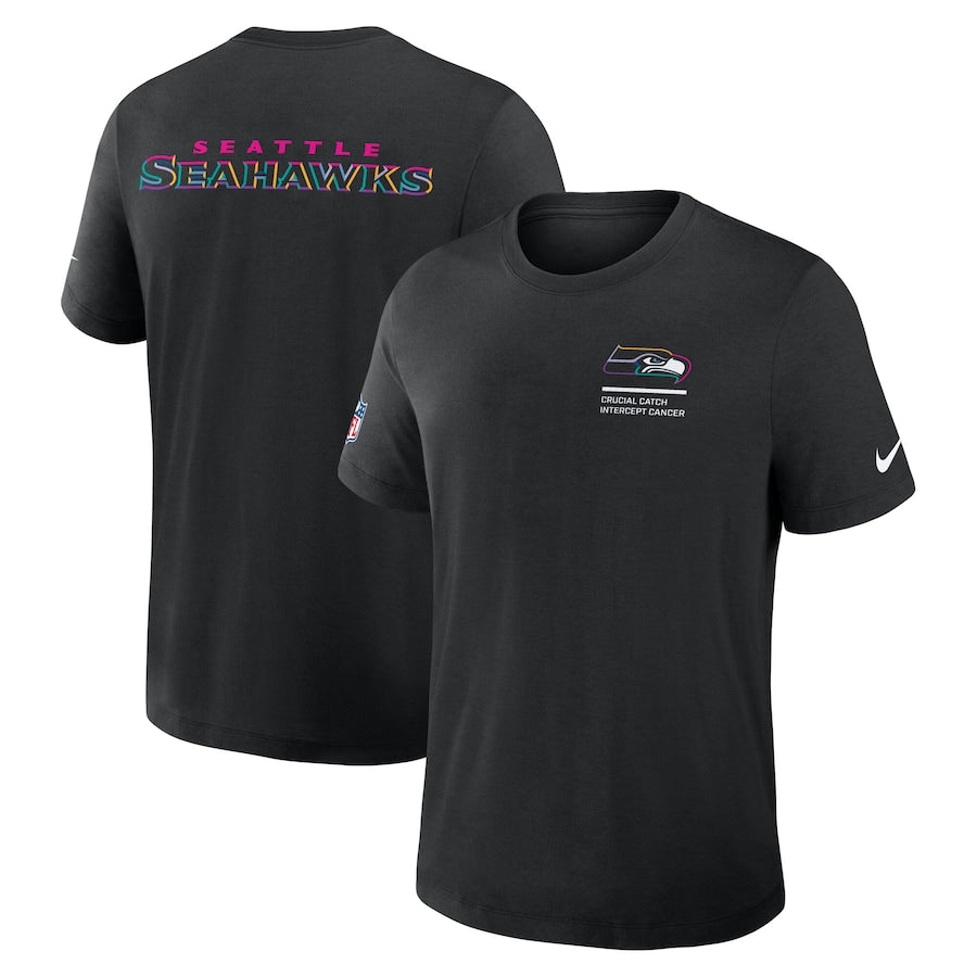 Seattle Seahawks Nike Black 2025 NFL Crucial Catch Tri-Blend Dri-FIT T-Shirt Trendy Layer