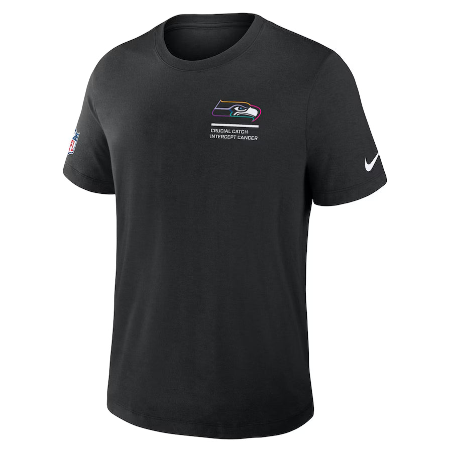 Seattle Seahawks Nike Black 2025 NFL Crucial Catch Tri-Blend Dri-FIT T-Shirt Trendy Layer