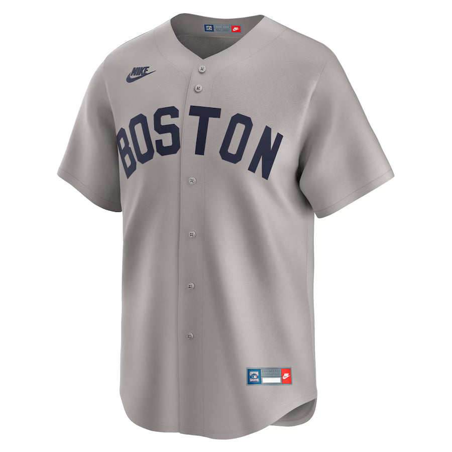 Men's Boston Red Sox Carl Yastrzemski Nike Gray Throwback Cooperstown Collection Limited Jersey Kansas Jacket