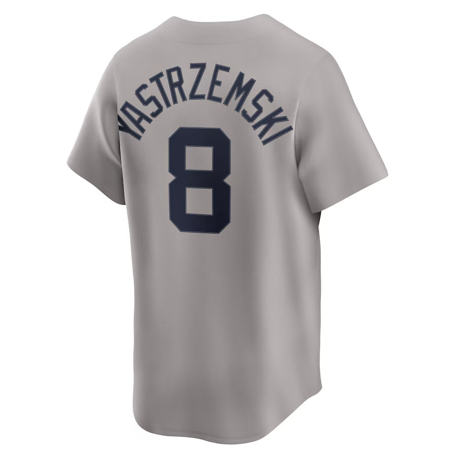 Men's Boston Red Sox Carl Yastrzemski Nike Gray Throwback Cooperstown Collection Limited Jersey Kansas Jacket