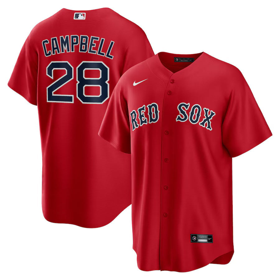 Men's Boston Red Sox Kristian Campbell Nike Red Alternate Replica Jersey Kansas Jacket