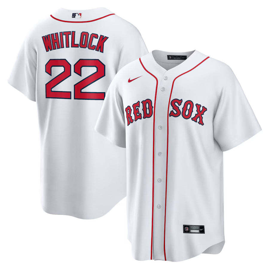 Men's Boston Red Sox Garrett Whitlock Nike White Home Replica Jersey Kansas Jacket