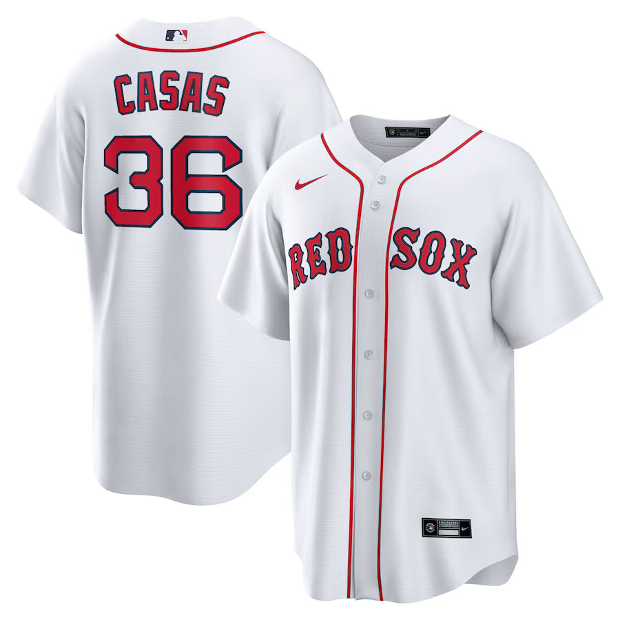 Men's Boston Red Sox Triston Casas Nike White Home Replica Jersey Kansas Jacket