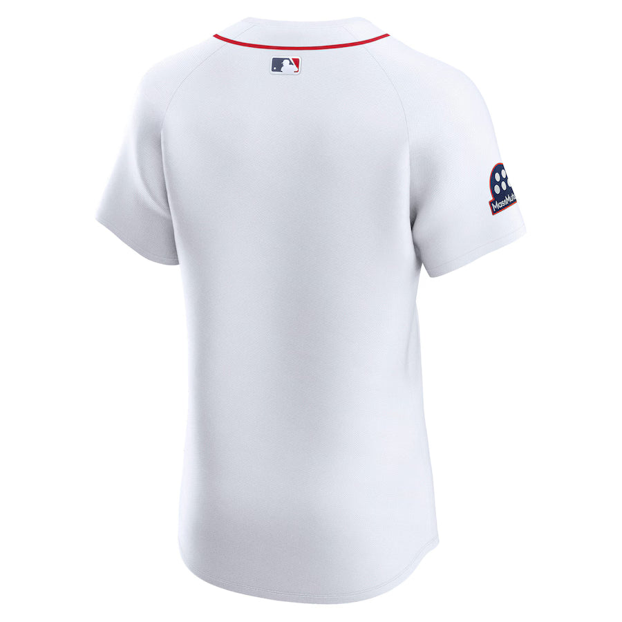 Men's Boston Red Sox Nike White Home Sponsor Patch Elite Jersey Kansas Jacket