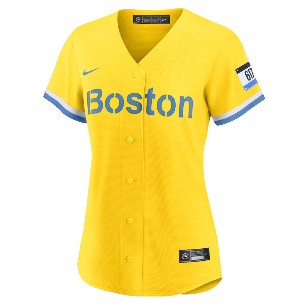 Women's Boston Red Sox Rafael Devers Nike Gold City Connect Replica Player Jersey Kansas Jacket