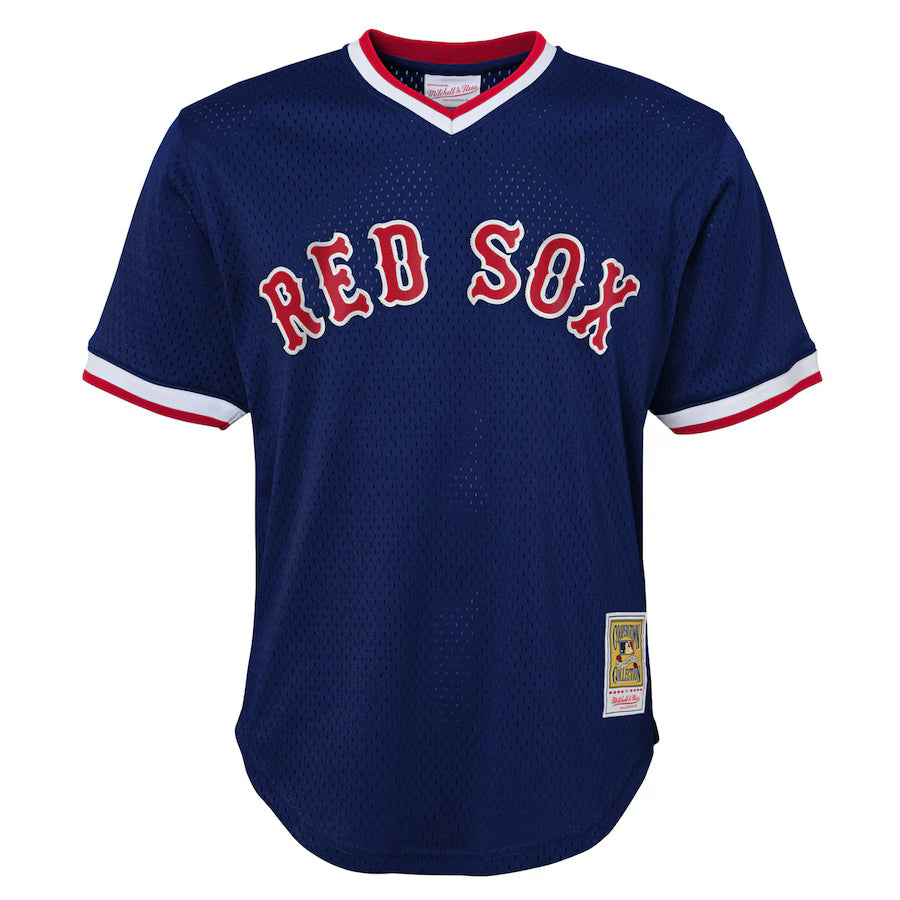 Youth Boston Red Sox Ted Williams Mitchell & Ness Navy Cooperstown Collection Mesh Batting Practice Jersey Kansas Jacket